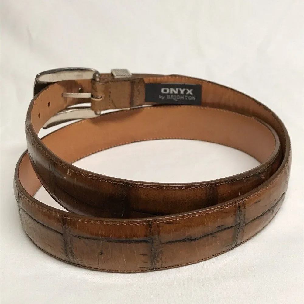 Brighton Alpine Croco Taper  Belt in Cognac Sz 34